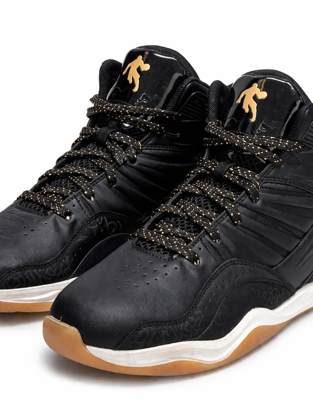 And1 Black High-Top Basketball Sneakers with Gold Accents